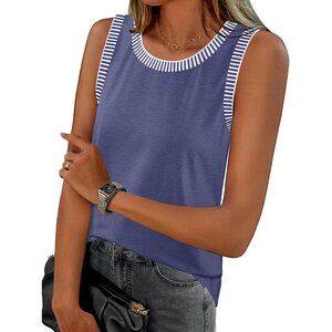 Women's Striped Color Block Crew Neck T Shirts Soft Lightweight Summer Fit